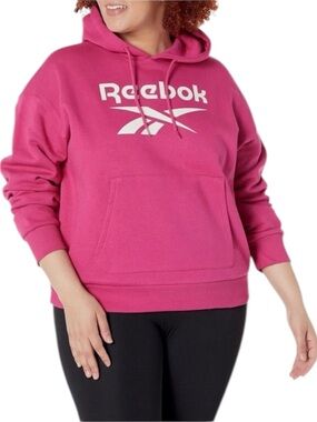 🆕 Reebok - identity Logo  - Fleece Hoodie - Semi Proud Pink - 1X - NWT